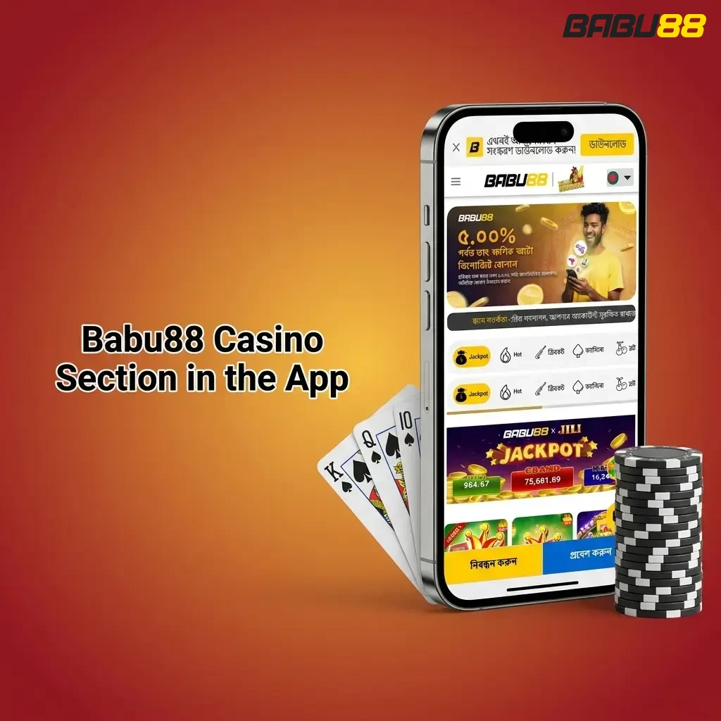 Babu88 casino app section showing slots, live casino, table games, fishing, crash games, and lottery categories on mobile