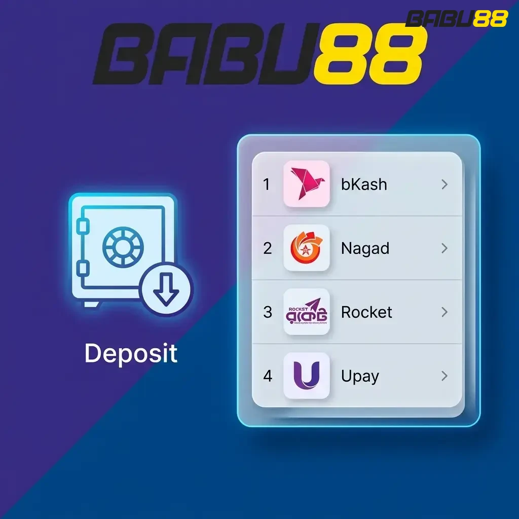 Babu88 deposit methods including bKash, Nagad, Rocket, Upay, and SureCash for Bangladesh players