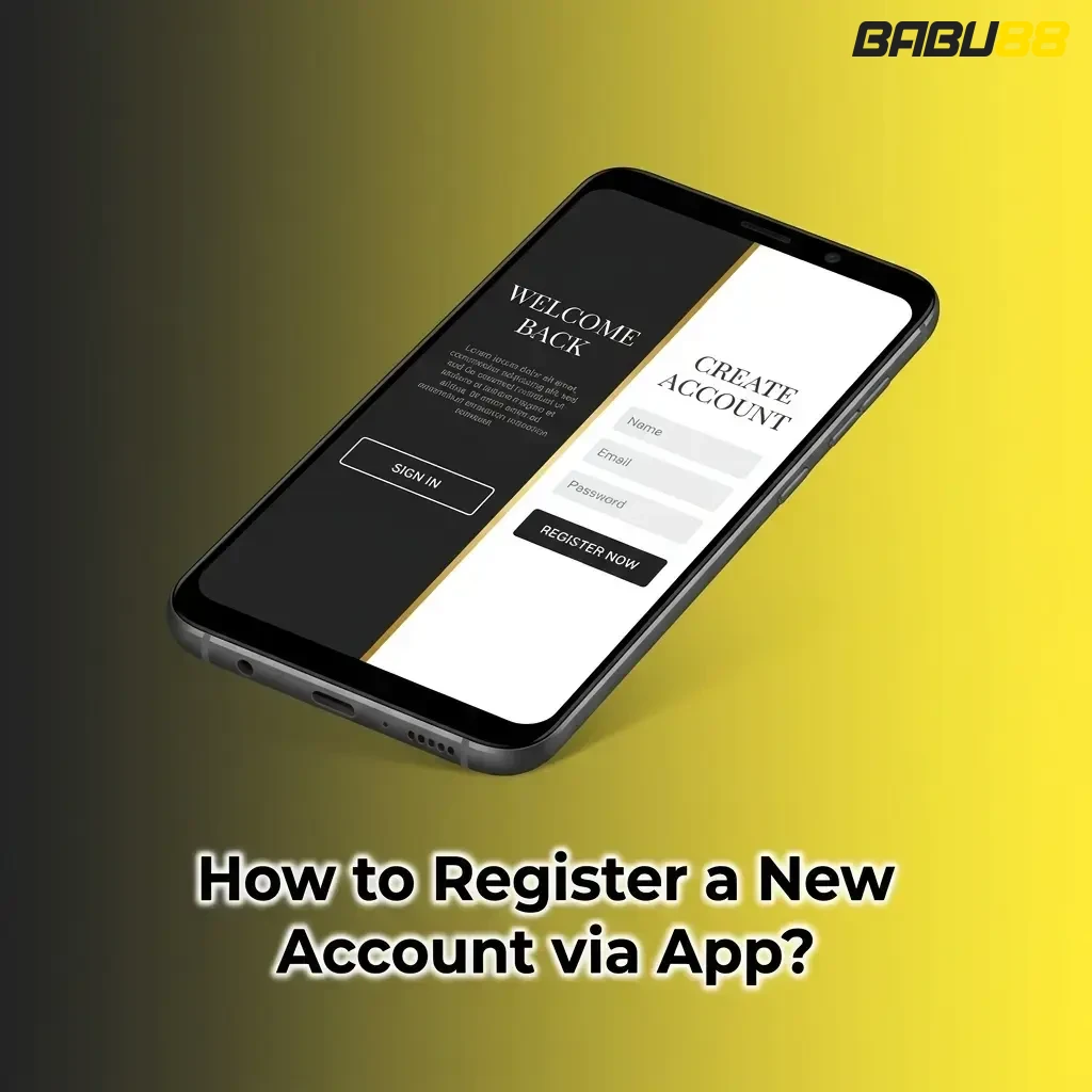Babu88 app registration steps showing sign-up options via phone, email, or social media to create a new account